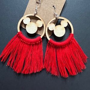 Handmade macrame Mickey earrings